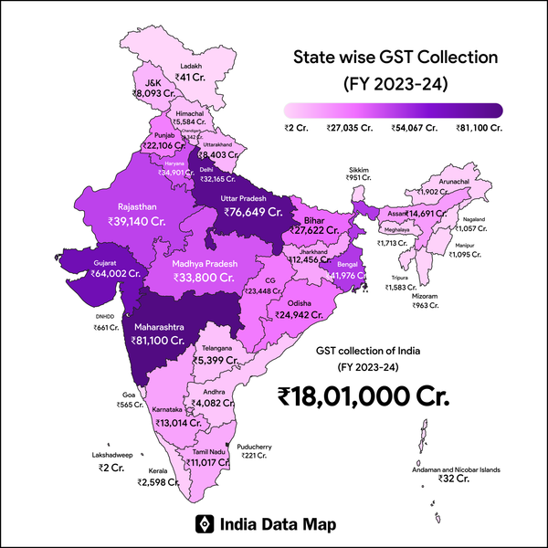 Map: Indian States by GST Collection (FY 2023-24)